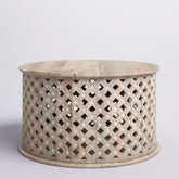 Bristol Carved Mango Wood Round Coffee Table Natural B1